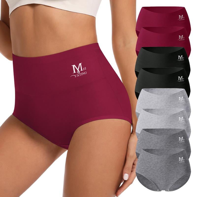 Morelect Women's High Waist Cotton Briefs,4/6/8 Pcs Super Soft Breathable Solid Color Panties for Mature Ladies,All Seasons Comfort,Womenswear