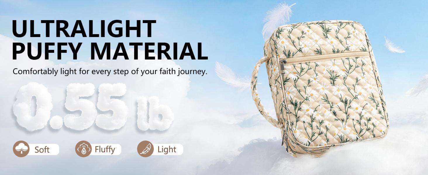 FLOE Bible Cover Case for Women Large Bible Bag, Bible Study Supplies Journaling Kit Quilted Church Bag with Handle, Puffer Carrying Case w/Tabs Accessories Easter Mothers Day Christian Gifts for Women Mom