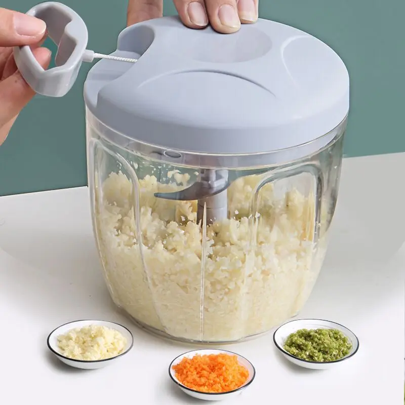 Onion Chopper, Vegetable, Garlic Kitchen Cutter with Container, Vegetable Chopper Tool, Multifunctional Durable Chopper, Pull String Hand Manual Food Processor Mincer Shredder for Cutting Onions Chili Ginger Seasoning Food Chopper