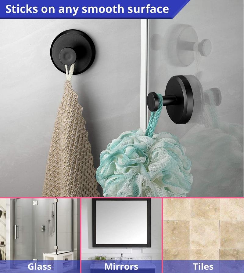 Decerk 2 PCS Suction Cup Hooks christmas gift Gadgets Kitchen home essentials  suction Hooks bathroom accessories Waterproof Reuseable for Shower Bathroom Towel Hooks Shower Hooks Holders Shower Hooks Hanging Towels Loofah Robe