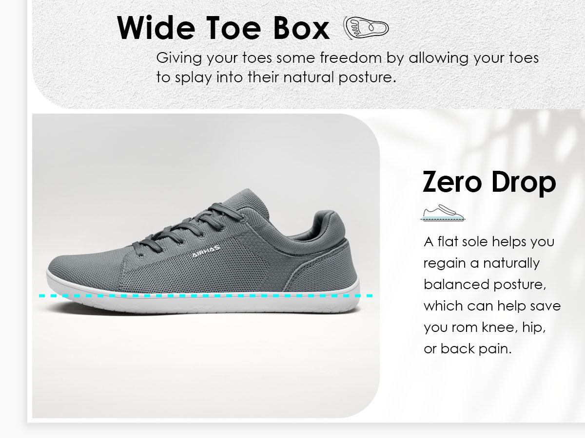 Airhas Mens Barefoot Wide Toe Box Shoes Lightweight Walking Shoes Zero Drop Sneakers for Men Minimalist Casual Shoes