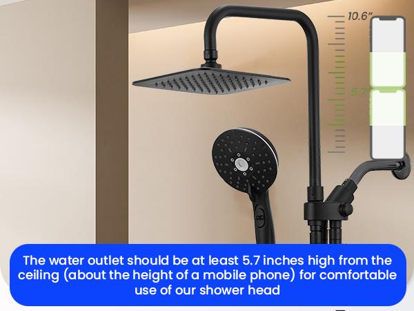 Ryamen Dual Shower Head | 8" Rainfall + Handheld | Adjustable Height | High Pressure | Luxury Standing Showers