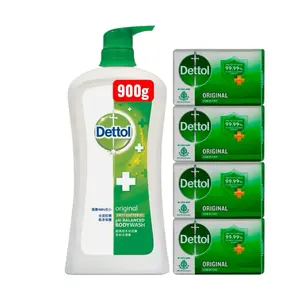 Dettol Original Body Wash & Soap - 900g Body Wash & 4 Soap 100g