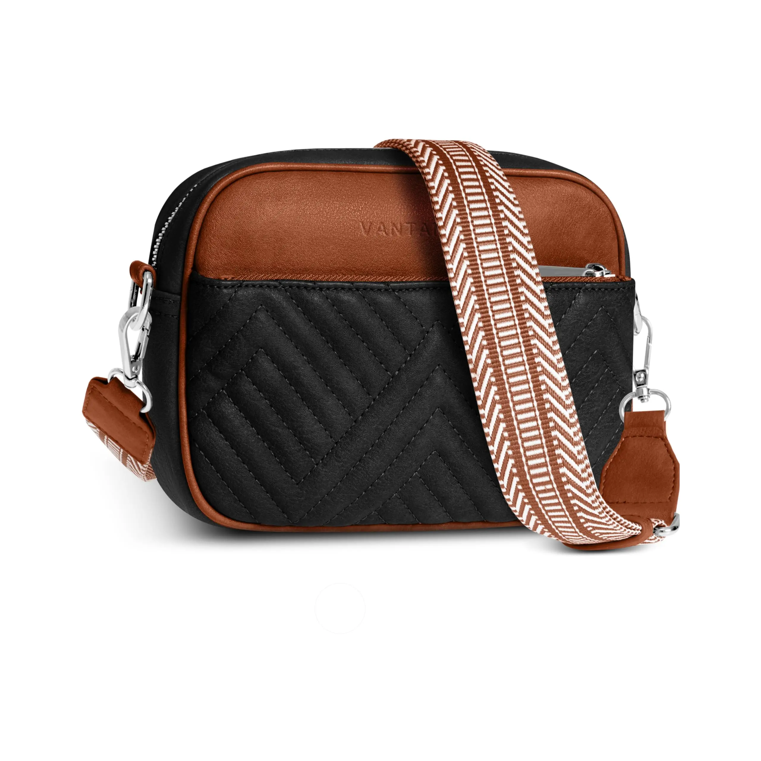 Vantamo Premium Quilted Crossbody Bags for Women with Anti-Pickpocket Clip, Vegan Leather Handbags, Travel Purses for Women