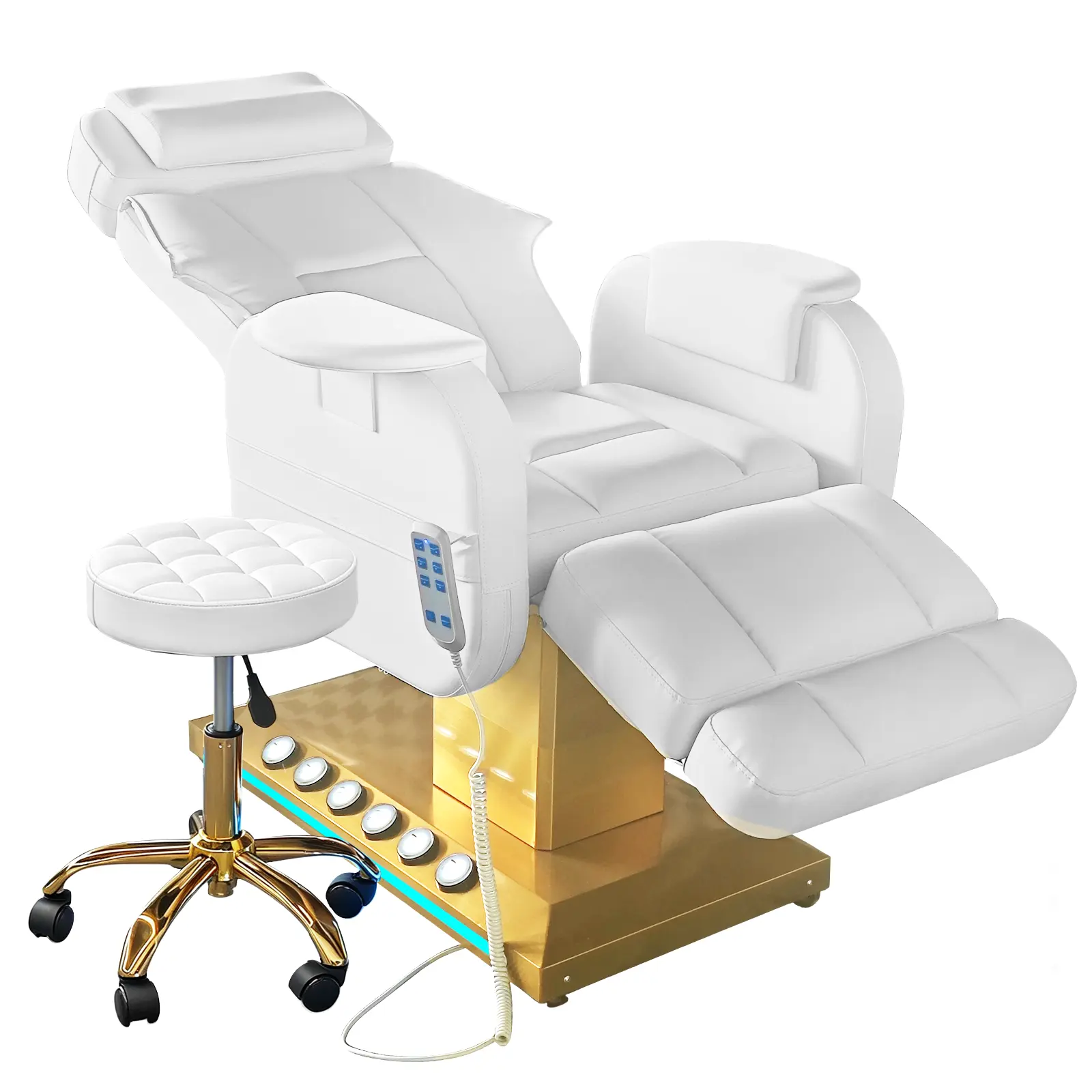 Fully Electric Massage Table with 3 Motors,Height Adjustable Luxury Esthetician Bed,Motorized Spa Chair,Facial bed with extendable Legs and Head,Electric Spa Bed for Tattoo,Beauty Salon,Treatment