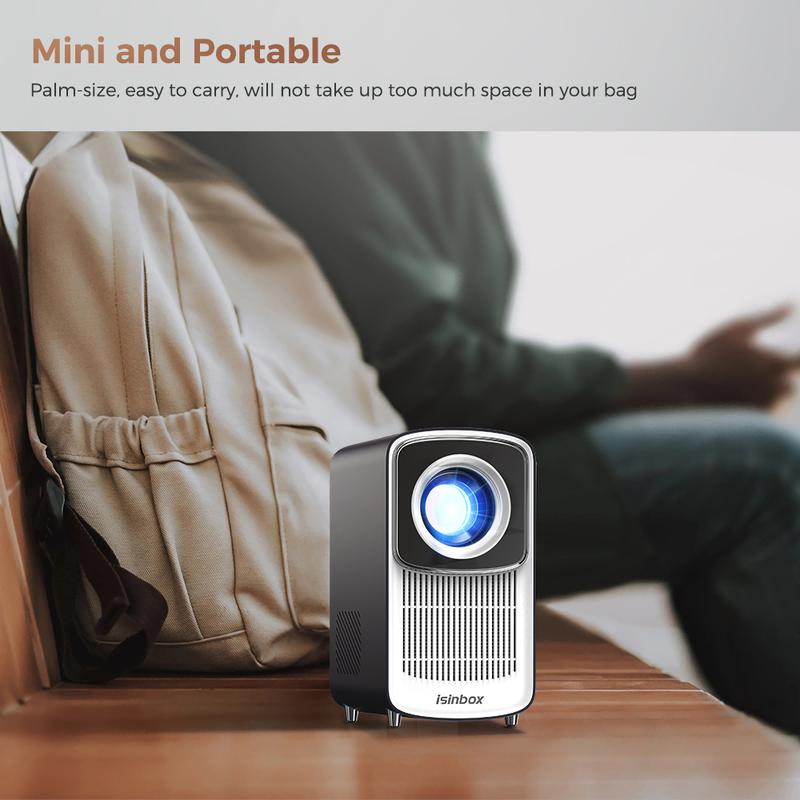 Portable Smart Projector With Android 12, 4K HD Display, Auto Focus, WiFi6 & BT5.4, Built-in Battery, Ideal For Home Cinema And Outdoor Use, Holiday Essentials, Christmas Gifts