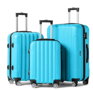3 Piece Nested Spinner Suitcase Luggage Set With TSA Lock Blue