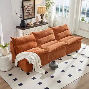 3 Seat Chair Sofa Lounge Chair With Backrest  Fully Compressed Sofa Suitable For Living Room, Bedroom, Polyester,ORANGE