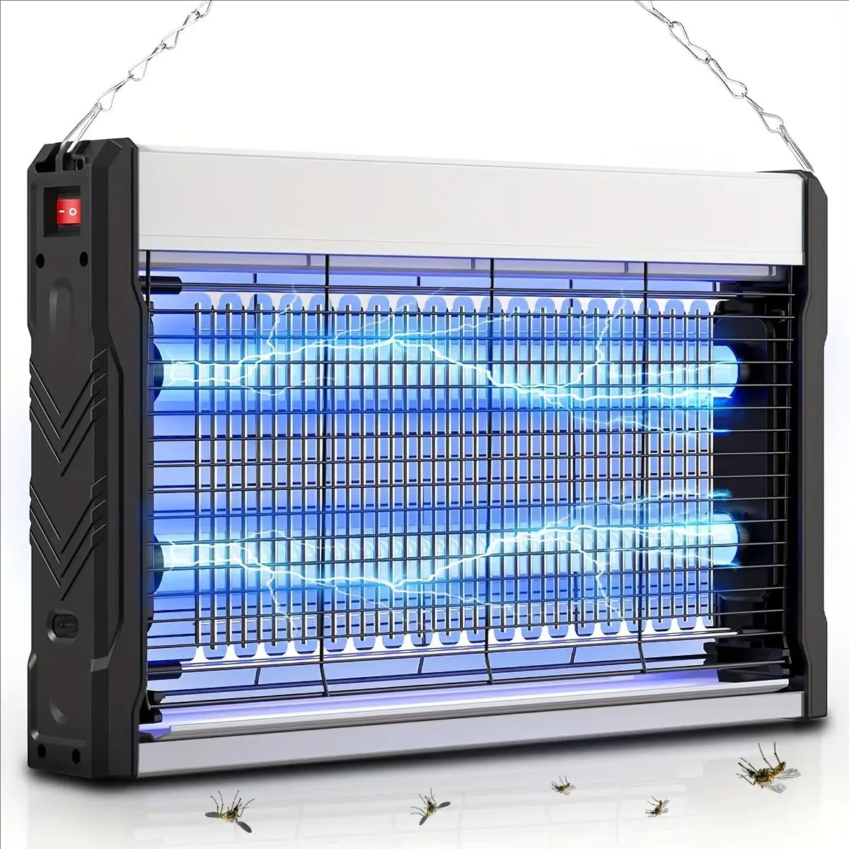 3200V Electronic Mosquito Zapper, USB-Charging Eco-Friendly Outdoor Insect Capture Device, Durable Black Metal Body, Removable Collector (Removable Parts), Wall-Mountable, Safety Fences, LED Lights, Odor-Free, Ideal for Sheds, Warehouses