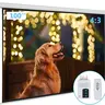 VINGLI 100in 4:3 Motorized Projection Screen, Remote-Controlled Automatic with Silent Motor, Wrinkle-Free, Dent-Free, HD High Contrast 1.3 Gain, 4-Side Black Masking Borders, Wall/Ceiling Mountable, Washable Surface for Home Theater Classroom Training