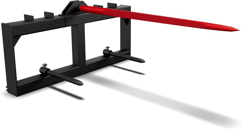 YITAMOTOR 49" Hay Spear Attachment, 3000lbs Capacity Quick Attach for Bobcat Tractors & Skid Steer Loader with 1pc 49" Red Hay Spear & 2pcs 17" Black Stabilizer Spears Spike Fork Tine