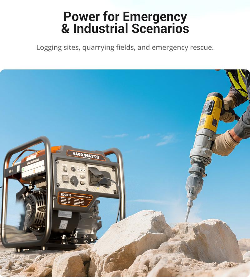 (Ships Within 24H) Efurden Power Equipment generadores de gasolina 4400 Watts Inverter Generator Gas Powered, Portable Open Frame Generator, Low Noise with ECO Mode and Inverter Technology, RV Ready, Emergency Home Backup