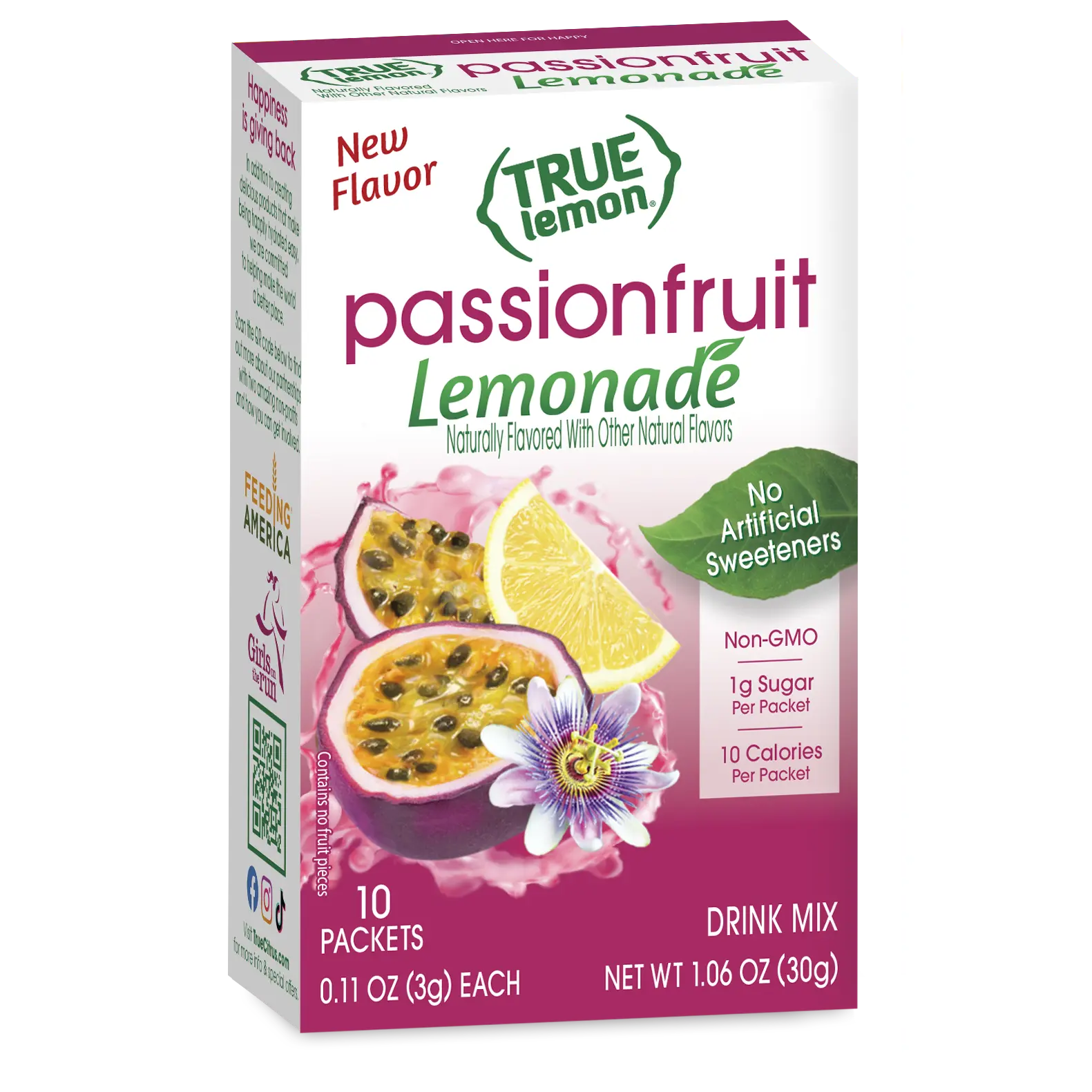 True Lemon Passionfruit Lemonade Drink Mix | 50% Vitamin C | 10 Cal | No Artificial Sweeteners