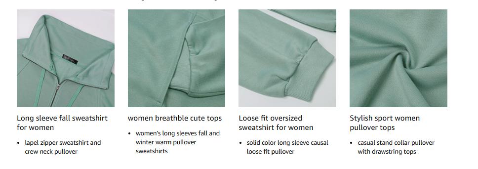 PrettyGarden Women's Casual Long Sleeve Lapel Zipper Sweatshirt Drawstring Loose Pullover Tops Fall Sweater-Womenswear Cotton Fabric