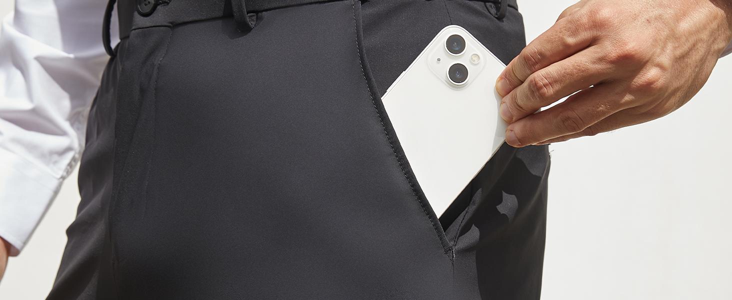 ELENCOCO Stretch Dress Pants No Iron Golf Pants Expandable Waist Flat Front Business Casual Pants Menswear Trouser Underwear  Pocket Beige Plain Outdoorfun,Father's Day gift,Tiktok shop deals,Gifts for him,Valentines day outfit SpringStatements