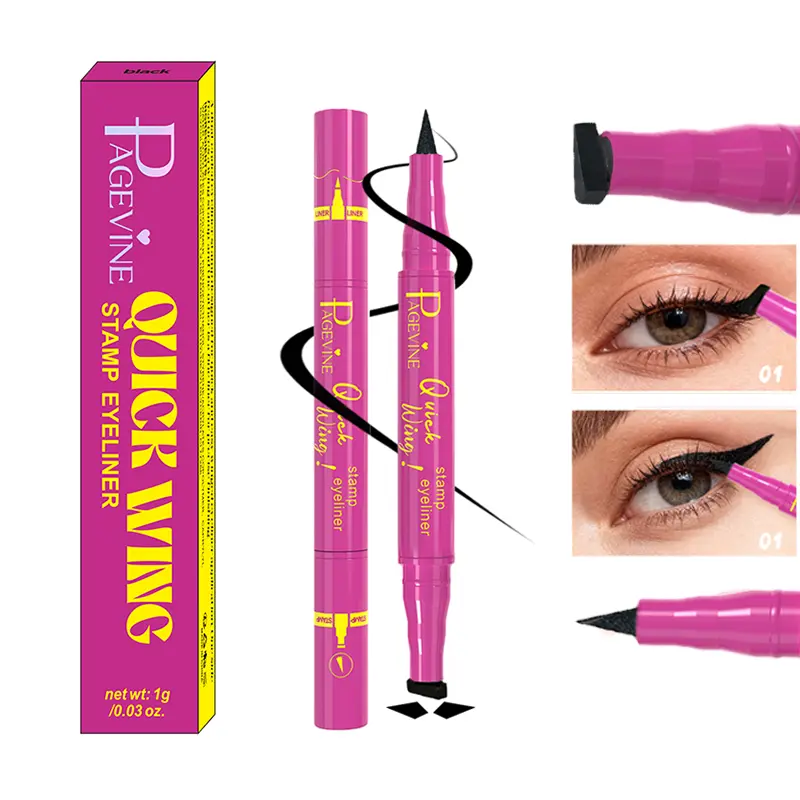 Flawless Finish Liquid Eyeliner, Dual-End Stamp And Ultra-Fine Tip Combo, All-Day Hold With Smudge Resistance, Smooth Application For Crisp Lines, Designed For Sensitive Eyes And Contact Lens Wearers, Makeup Cosmetic, Eyeliner