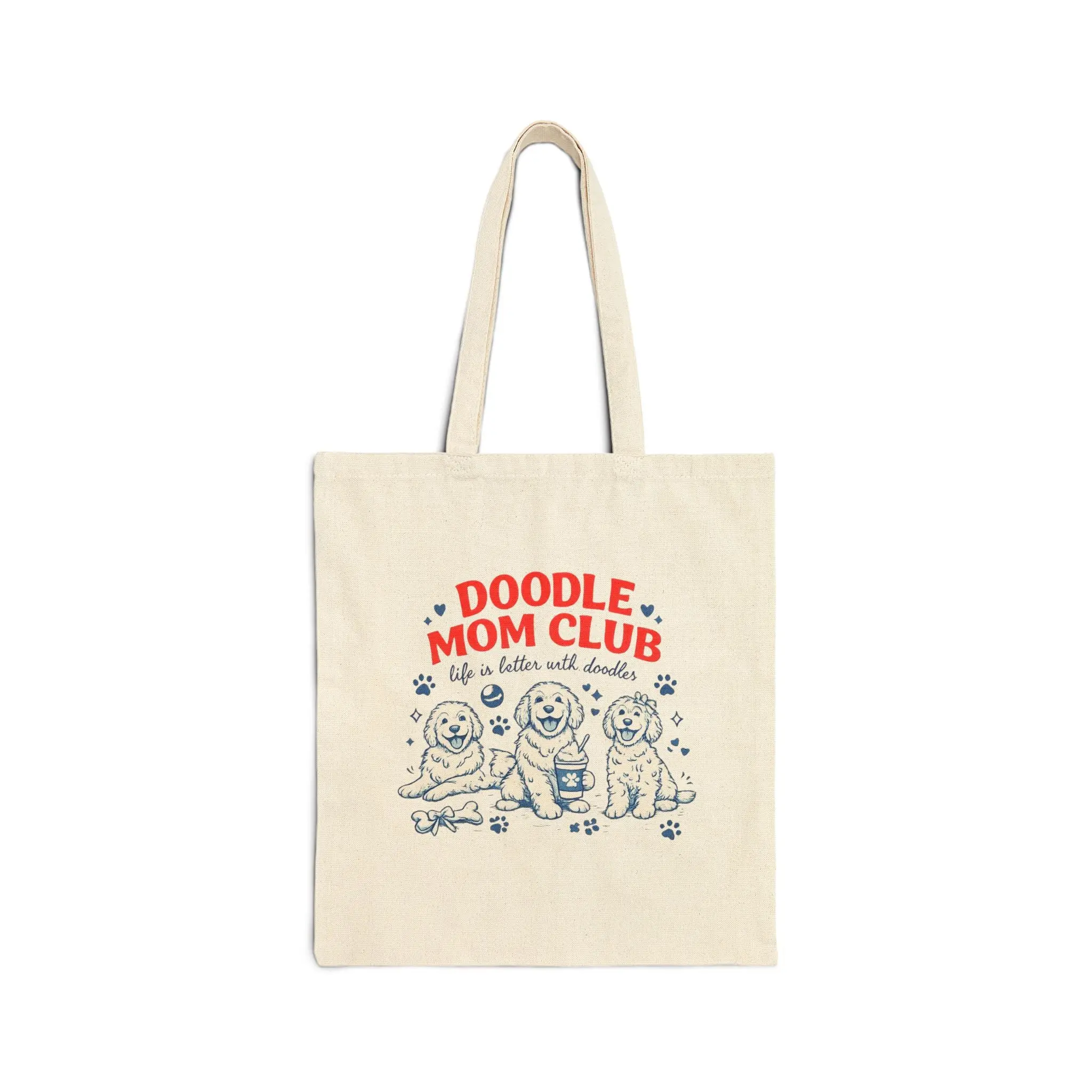 Doodle Mom Club Canvas Tote Bag - Cute Goldendoodle/ Labradoodle Dog Mom Gift