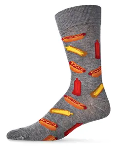 Men's Tasty Hot Dogs Bamboo Blend Novelty Crew Sock