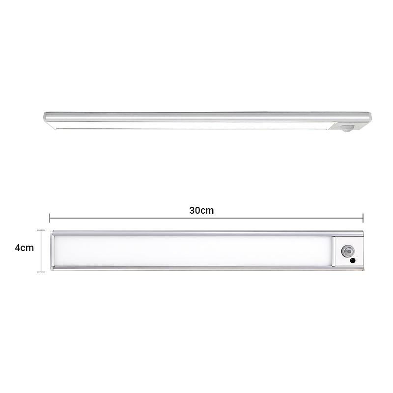 Under Cabinet Lighting, 11.81in Motion Sensor Light Indoor Rechargeable, Closet Lights Battery Operated for Kitchen Cabinets, Shelves, Walls (2 Pack)