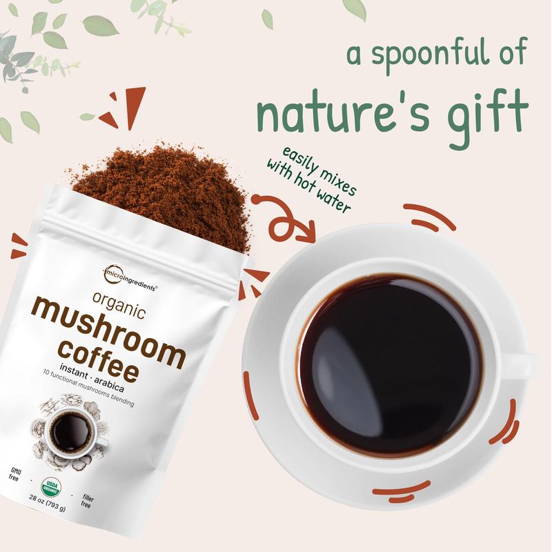 Micro Ingredients Organic Instant 10 in 1 Mushroom Coffee Powder