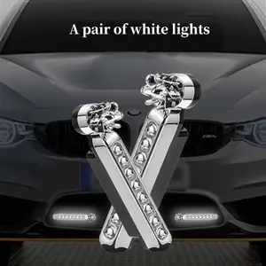 2-Pack Wind-Powered LED Daytime Running Lights with Rotating Fan for Automobile Auxiliary Lighting and Decorative Headlight Enhancement NONE