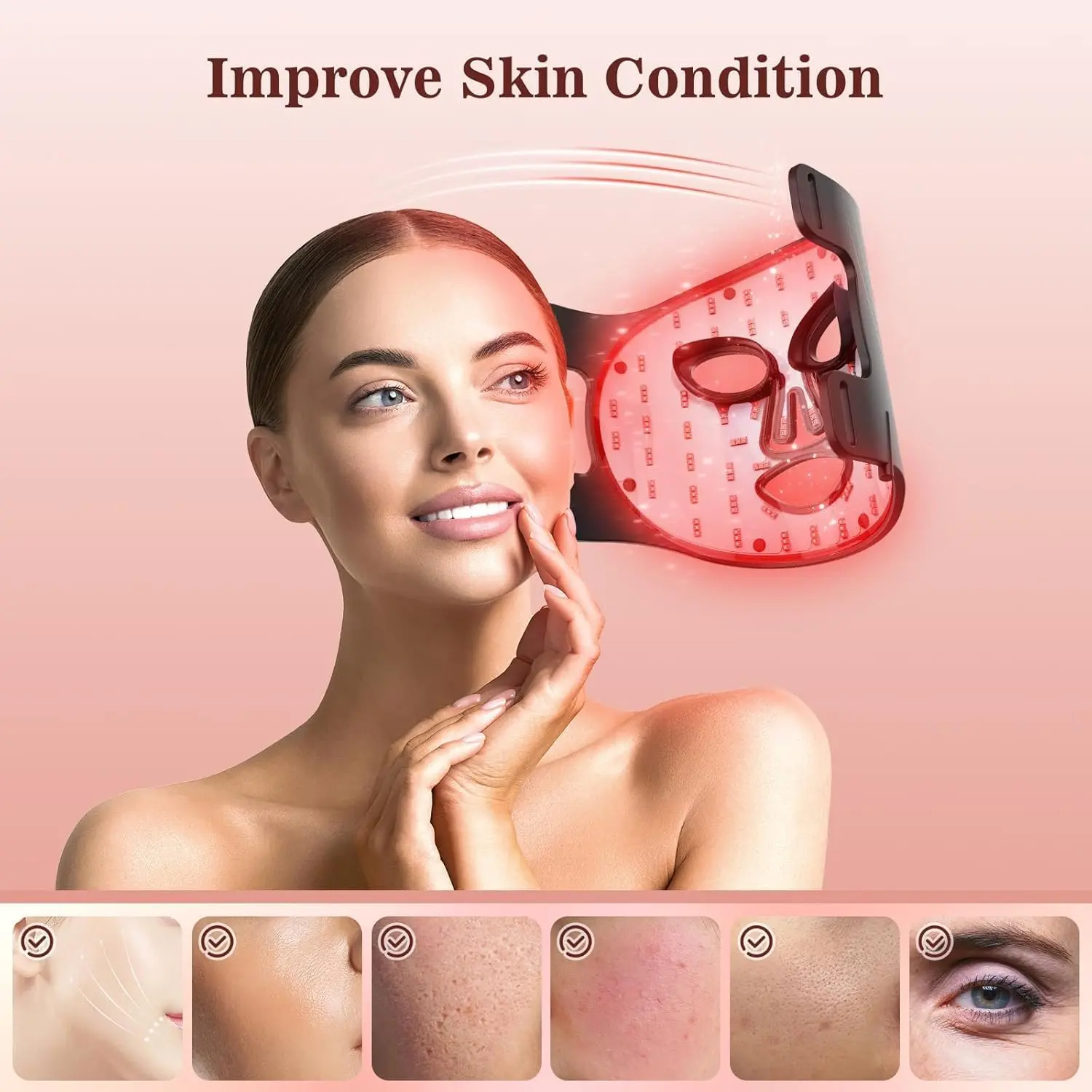 Flexible Silicone LED Face Mask Light Therapy - 7 Color Photon Facial Device with Remote Timer, Adjustable Lightweight Daily Use Tool for Sensitive Skin, Brightening, Pore Refining, Anti-Aging, Calming Breakouts (Ideal Gift), Relaxing