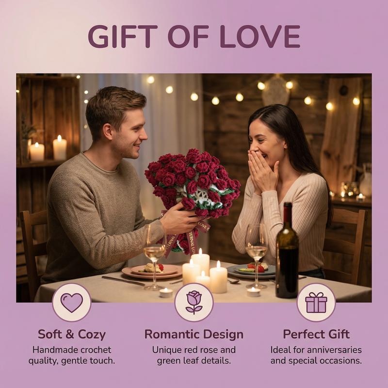 【Valentine's Day】Rose hand-woven blanket, pure handmade blanket, can be turned into a bouquet of roses blanket,a gift for the object, mother, elders, a special gift