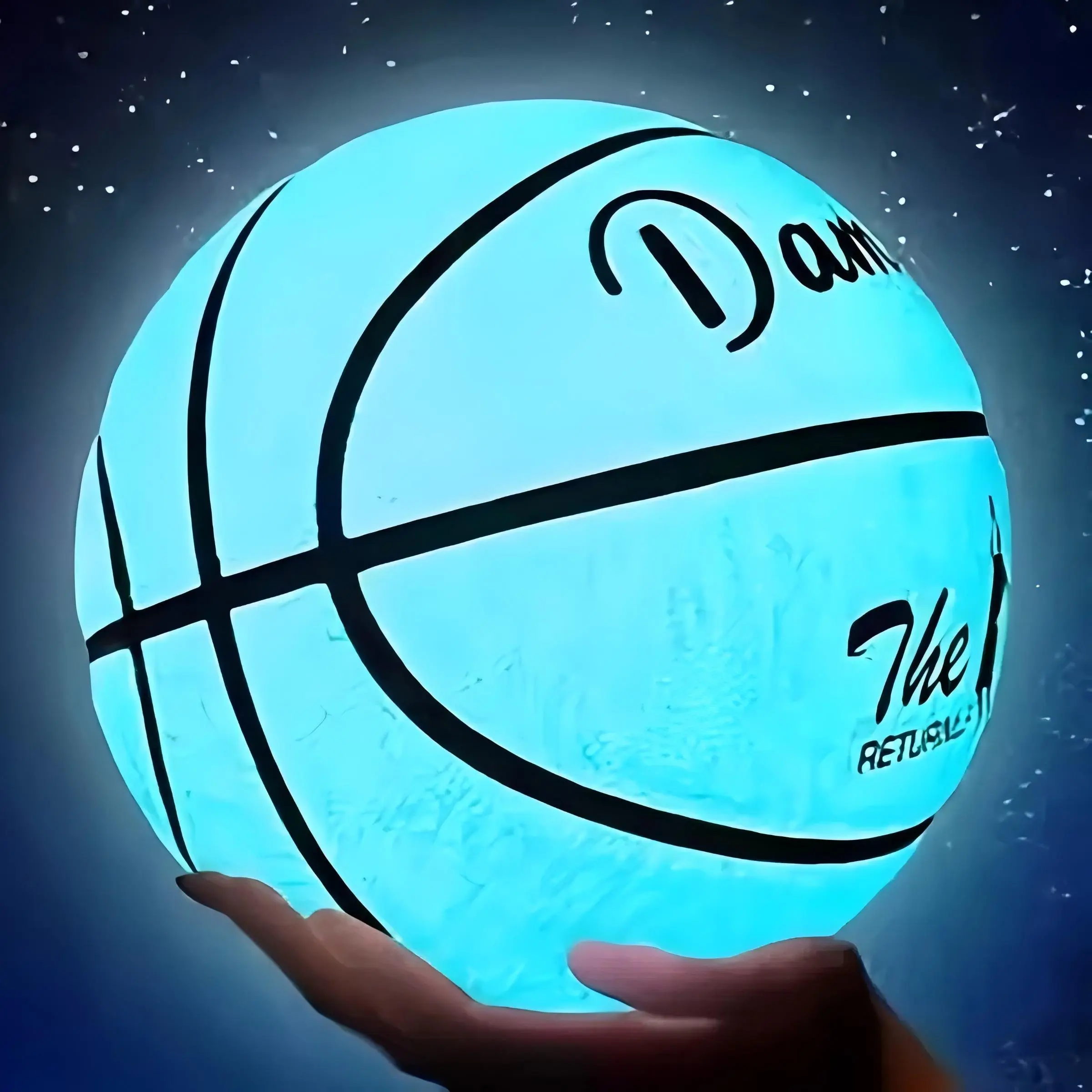 1 No. 7 basketball, luminous basketball, Glow in the Dark Basketball, made of PU material, wear-resistant, suitable for adult and student competitions and training, professional quality, cool birthday gifts, Christmas gifts, Halloween gifts