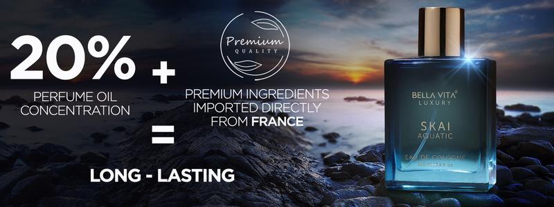 BellaVita Luxury's SKAI Aquatic | Eau De Cologne Unisex Perfume | Men & Women |  Bergamot, Pink Pepper | Long Lasting | 100 mL | 3.4 Fl.oz