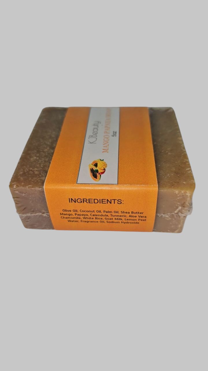 KJbeauty Homemade Mango Papaya Soap Skincare Exfoliate Facial Sensitive Radiant Skin Repair