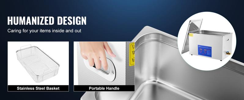 VEVOR Professional Ultrasonic Cleaner, TikTokShopBlackFriday, Max. 30L Ultrasonic Jewelry Cleaner with Digital Timer & Heater, Stainless Steel Industrial Sonic Cleaner 40kHz for Glasses, Watches, Rings, Small Parts VEVOR Super Brand Day