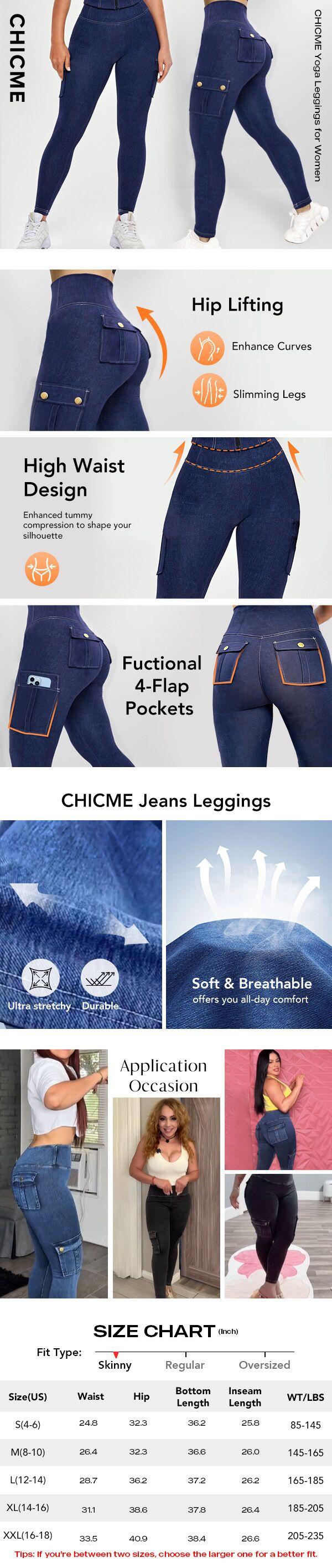 ChicMe Women's Graphic Print High Waist Leggings with Flap Pockets Tummy Control Workout Active Pants Gym Sportswear Bottoms