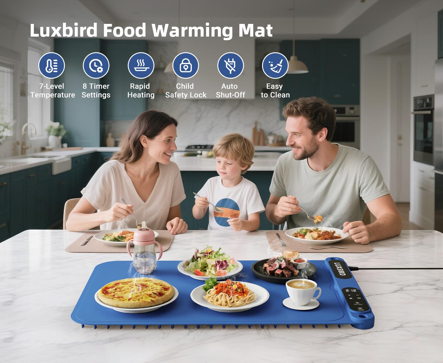 Navy blue-Food Warmer Pad - Rapid-Heating Silicone Electric Tray, Table Protector, Rollable Buffet Warmer Pad, Quick-Heating Portable Food Warmer, Ideal for Buffets, Home Use, and Parties-TikTokShopBlackFriday