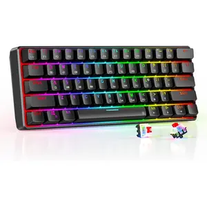 TH61 60% Mechanical Gaming Keyboard,Rgb Backlit Wired Ultra-Compact Mini Mechanical Keyboard Full Keys Programmable Black