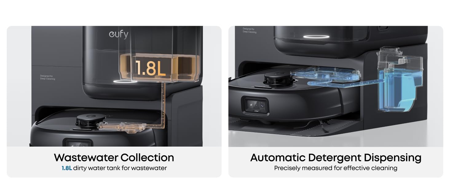 eufy E25 Omni Robot Vacuum and Mop Combo,HydroJet System, 20,000Pa Turbo Suction, Zero-Tangle Design, Edge-to-Corner Deep Cleaning, Obstacle Avoidance, Auto-Empty & Self-Cleaning All-in-One Station