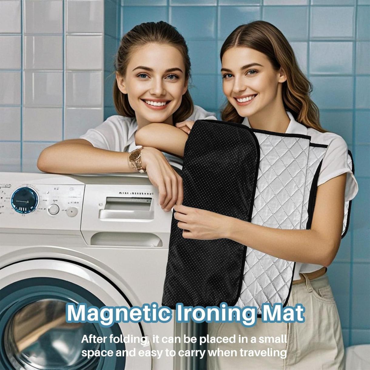 Magnetic Ironing Mat - Portable Ironing Board for Table Top, Home, Laundry, Travel, Office, RV