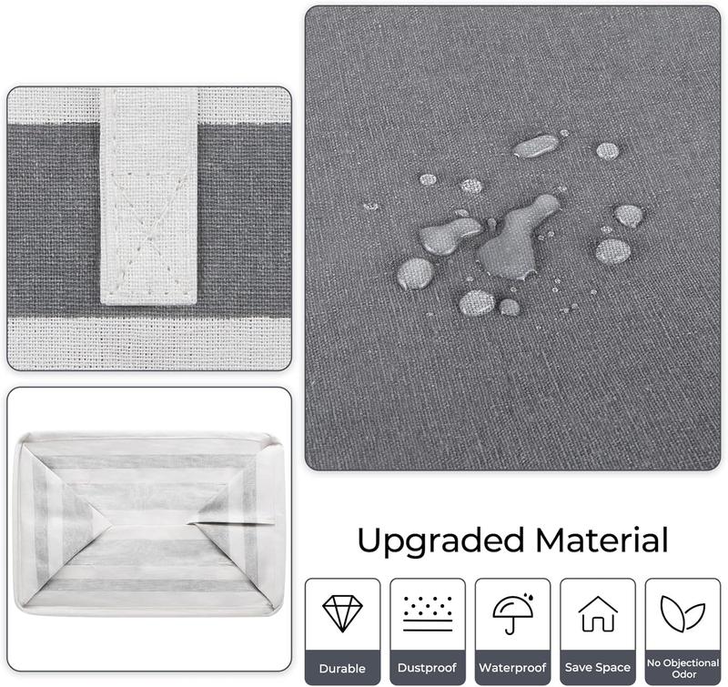 2 Pack Large Laundry Baskets, Waterproof, Freestanding Laundry Hampers, Collapsible Clothes Hamper with Reinforced Handles in Laundry Room, College Dorm, Bathroom, Bedroom (Grey, 75Lx2)