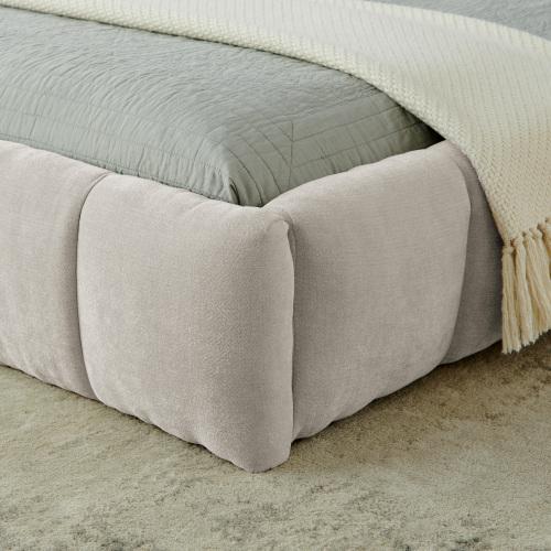 Niccae California King Size Upholstered Platform Bed Frame with Headboard, Chenille Fabric Low Profile Bed, No Box Spring Needed, Modern Bedroom Furniture for Master Bedroom