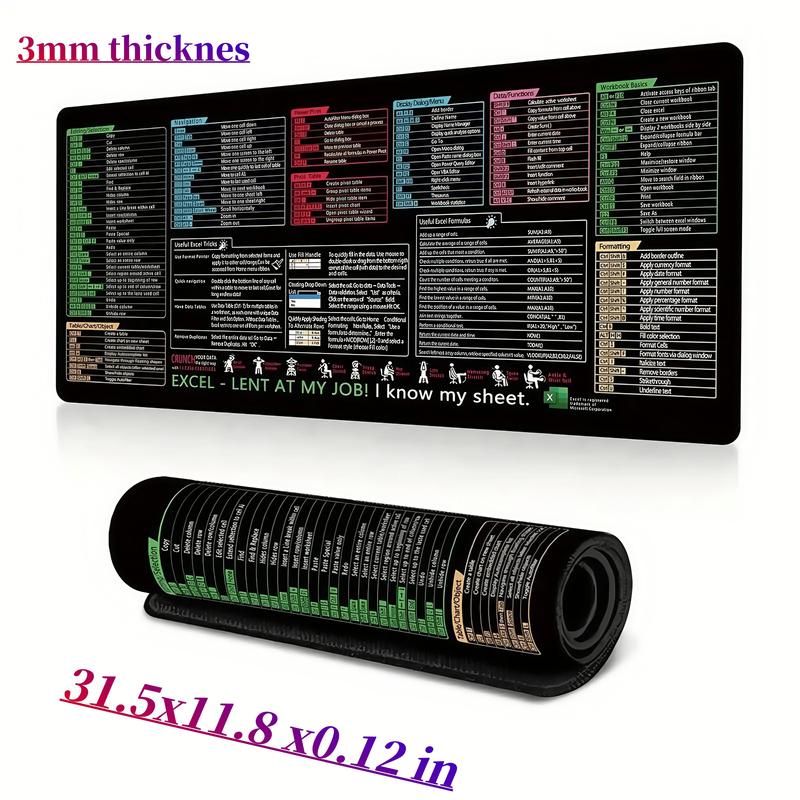 Extra Large 31.5x11.8x0.12 InchShortcut Key Mouse Pad | Non-SlipRubber Base Stitched Edges GamingDesk Mat I Office Study Essentialldeal Employee Gift