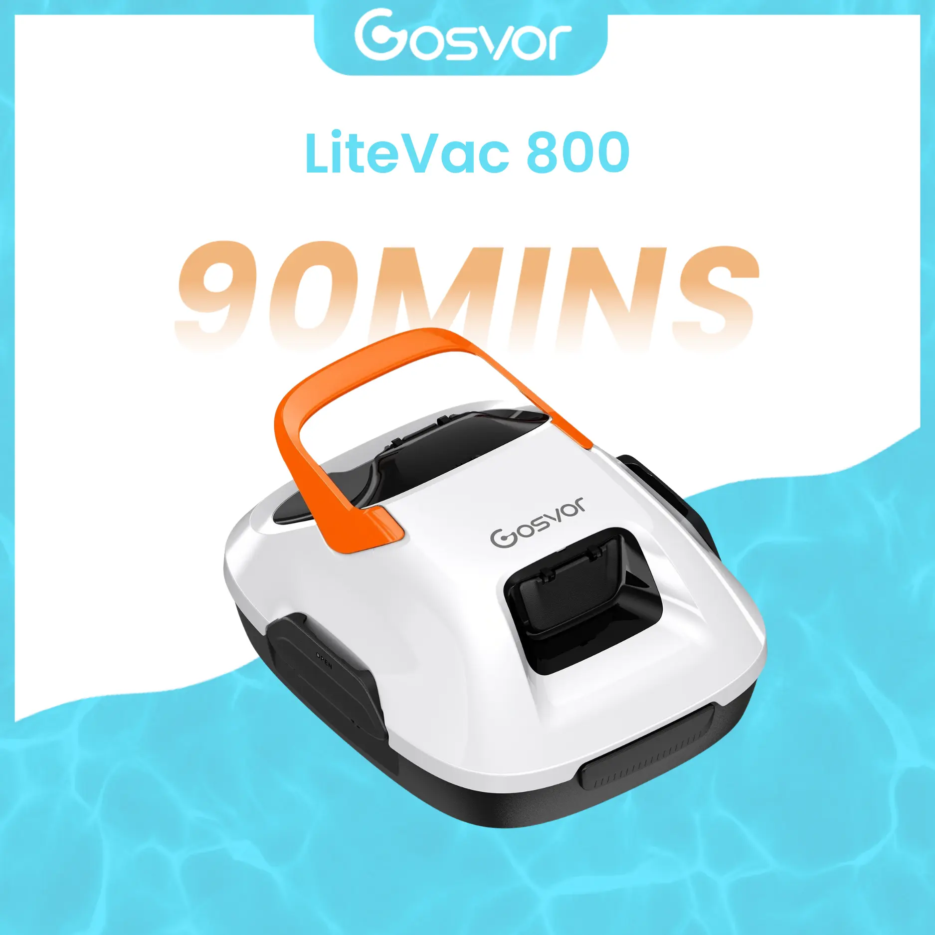 【Flat Bottom ONLY】Cordless Robotic Pool Cleaner, Lasts 90 Min, Automatic Vacuum for Above-Ground Pools up to 860 Sq.ft, Pool Vacuum, Portable, Self-Parking #smartliving
