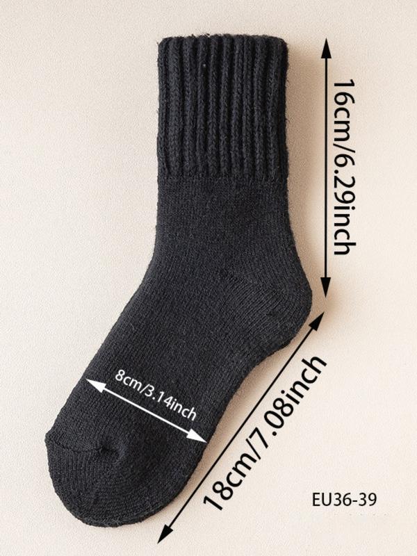 Women's Solid Mid-calf Socks, Casual Soft Comfy Warm Socks for Fall & Winter, Women's Socks for Daily Wear Women's Solid Mid-calf Socks, Casual Soft Comfy Warm Socks for Fall & Winter, Women's Socks for Daily Wear