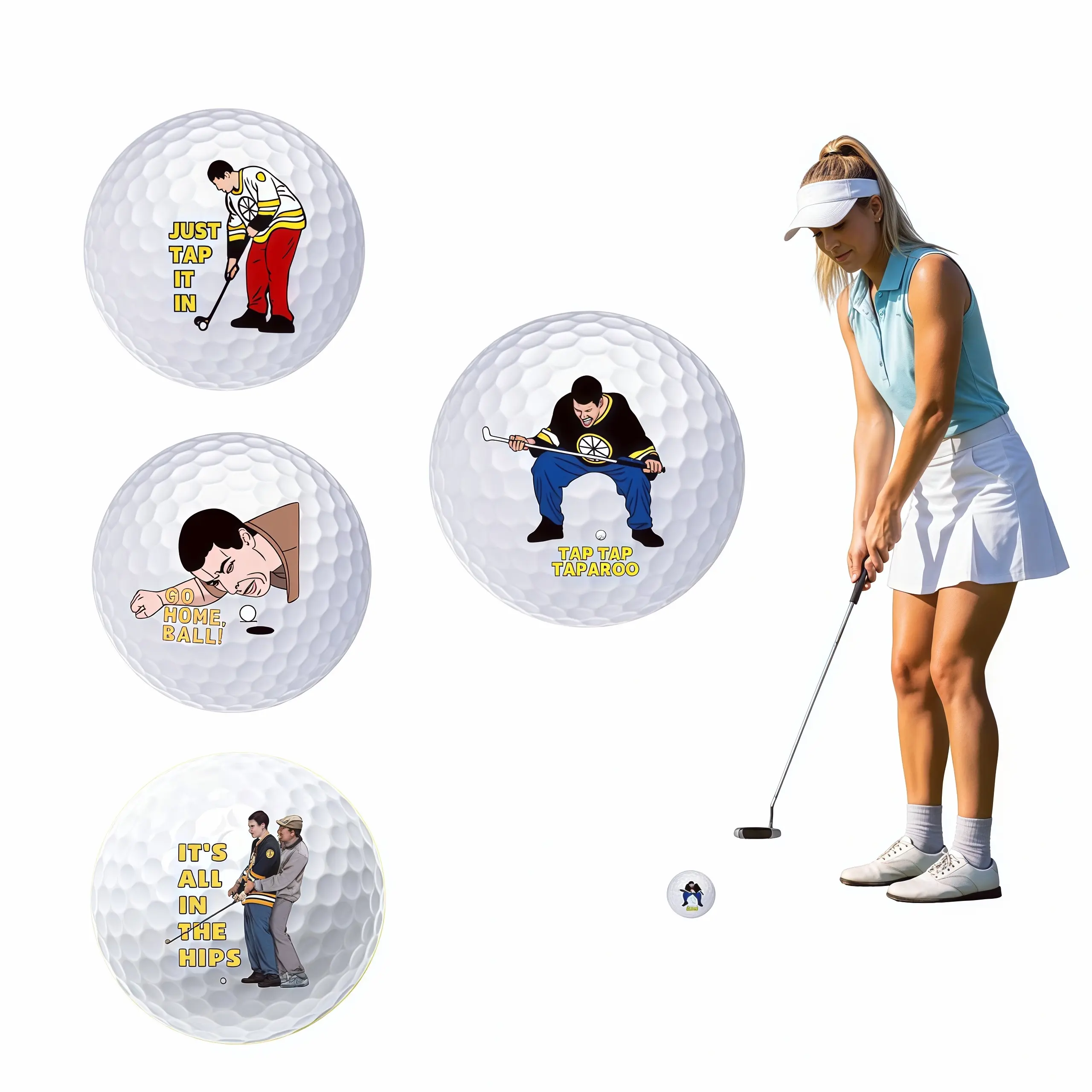 Funny Golf Balls 4 Pack with Gift Box, Adult Humor Novelty Golf Balls, Unique Practice Balls, Gag Golf Gifts for Men, Dad, Boyfriend, Coworkers – Father’s Day, Christmas, Birthday