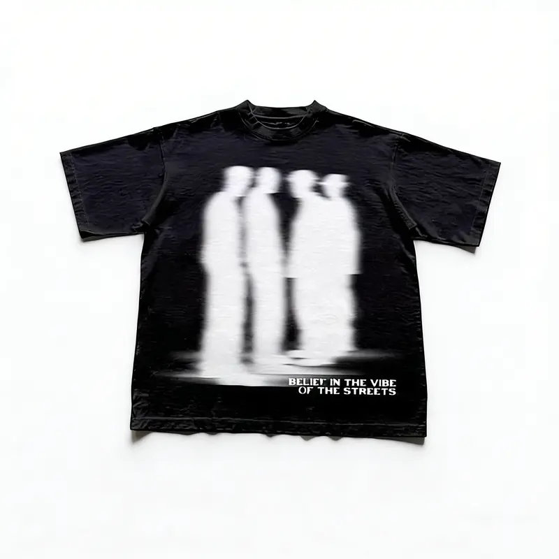 Street Atmosphere Virtual Shadow Characters Shadow Graphic Cotton T-Shirt, grunge y2k emo scene tapout goth amity affliction style clothes, Unisex T-shirt