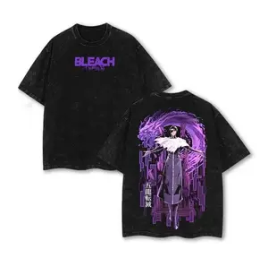 Bleach Sosuke Aizen Graphic T Shirt Acid Wash Oversized Vintage Heavyweight Tee Hado 99 Anime Streetwear Gym Pump Cover Dark Aesthetic Y2K Grunge Casual Japanese Manga Workout Top Men Women Fits