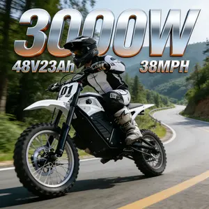 ABKDO 3000W Peak Electric Bicycle with Front Suspension 48V 23AH Battery 14" Inch Tires 38 MPH Speed 40 Miles Range for Snow Mountain Road Riding