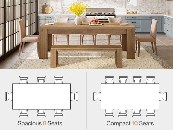 LITTLE TREE  78.7-Inch Large Dining Table for 6-8, Rectangle Farmhouse Kitchen Table with Heavy Duty Legs for Kitchen & Dining & Living Room (Natural)
