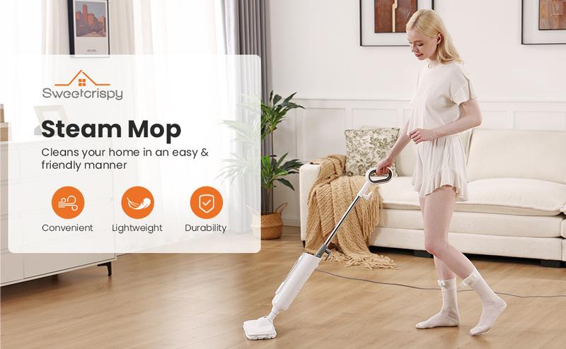 Steam Mop for Floor Cleaning, Lightweight Floor Steamer Cleaner for Hardwood/Tile/Laminate Floors Carpet, 2 Washable Pad