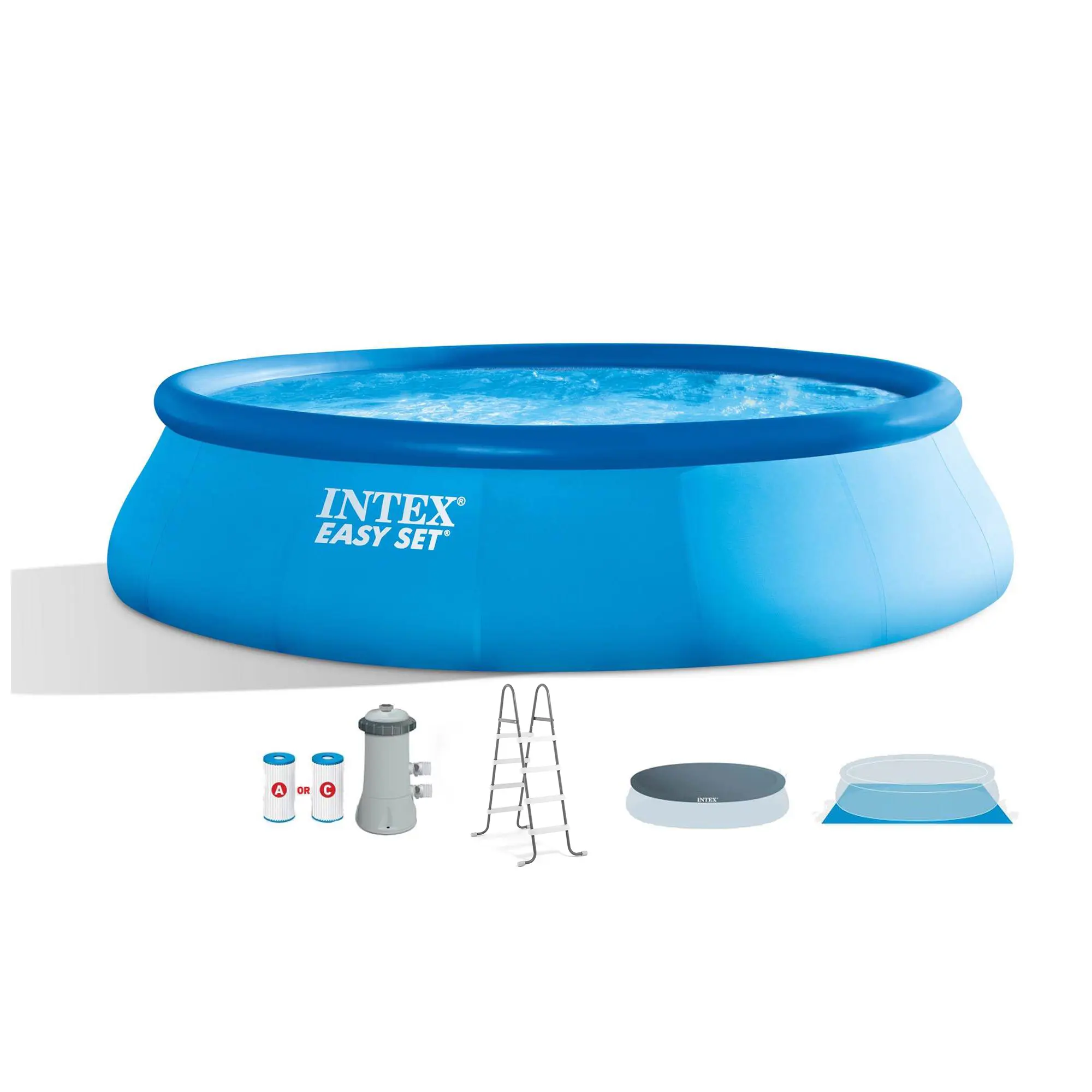 Intex Easy Set Inflatable Above Ground Swimming Pool (8 ft | 10 ft | 13 ft | 15 ft | 18 ft Size & Accessory Options)