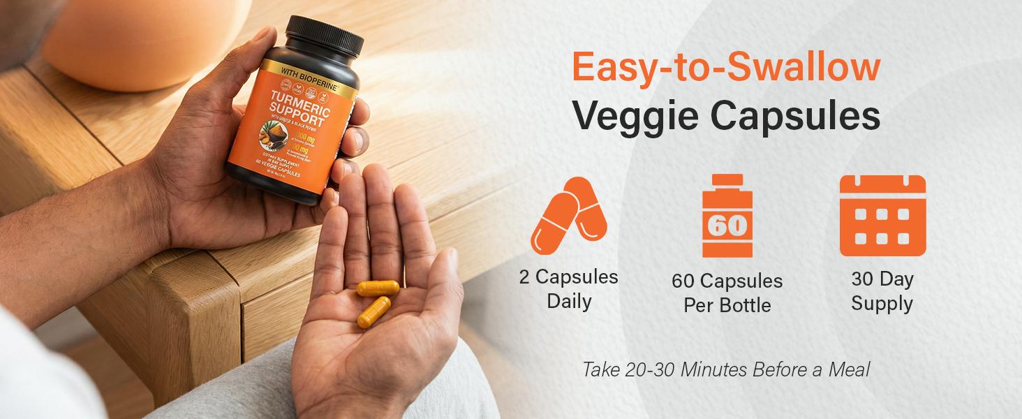 Sleeve Stars Turmeric Curcumin Supplement with Ginger & Black Pepper Bioperine Joint Support Supplement 1000mg Turmeric with 95% Curcuminoids Inflammatory Response Non-GMO Vegan 60 Capsules