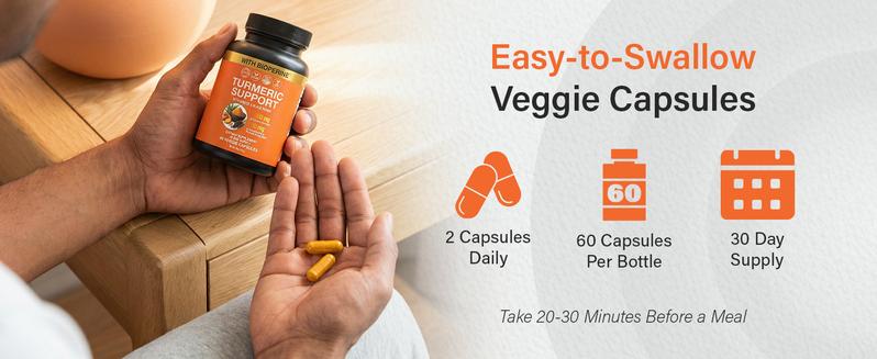 Sleeve Stars Turmeric Curcumin Supplement with Ginger & Black Pepper Bioperine Joint Support Supplement 1000mg Turmeric with 95% Curcuminoids Inflammatory Response Non-GMO Vegan 60 Capsules